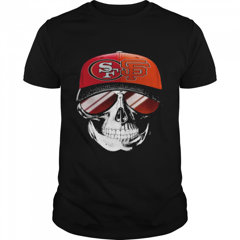 San Francisco 49ers and Los Angeles Lakers Skull sunglass shirt