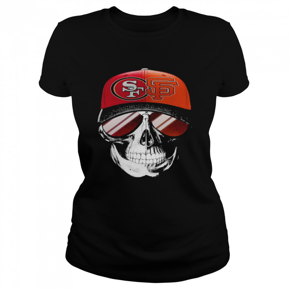 San Francisco 49ers and Los Angeles Lakers Skull sunglass Classic Women's T-shirt