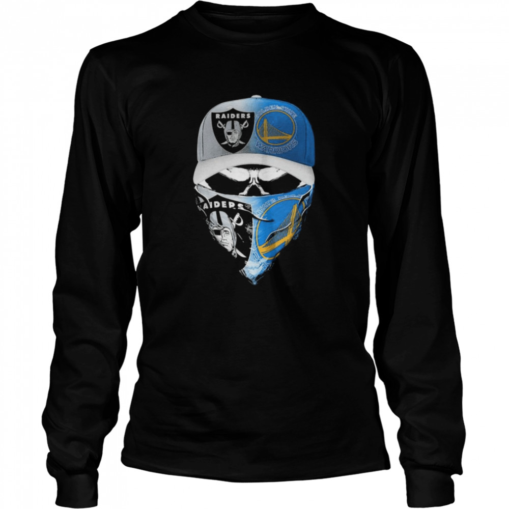 Skull face mask Oakland Raiders and Golden State Warriors Long Sleeved T-shirt
