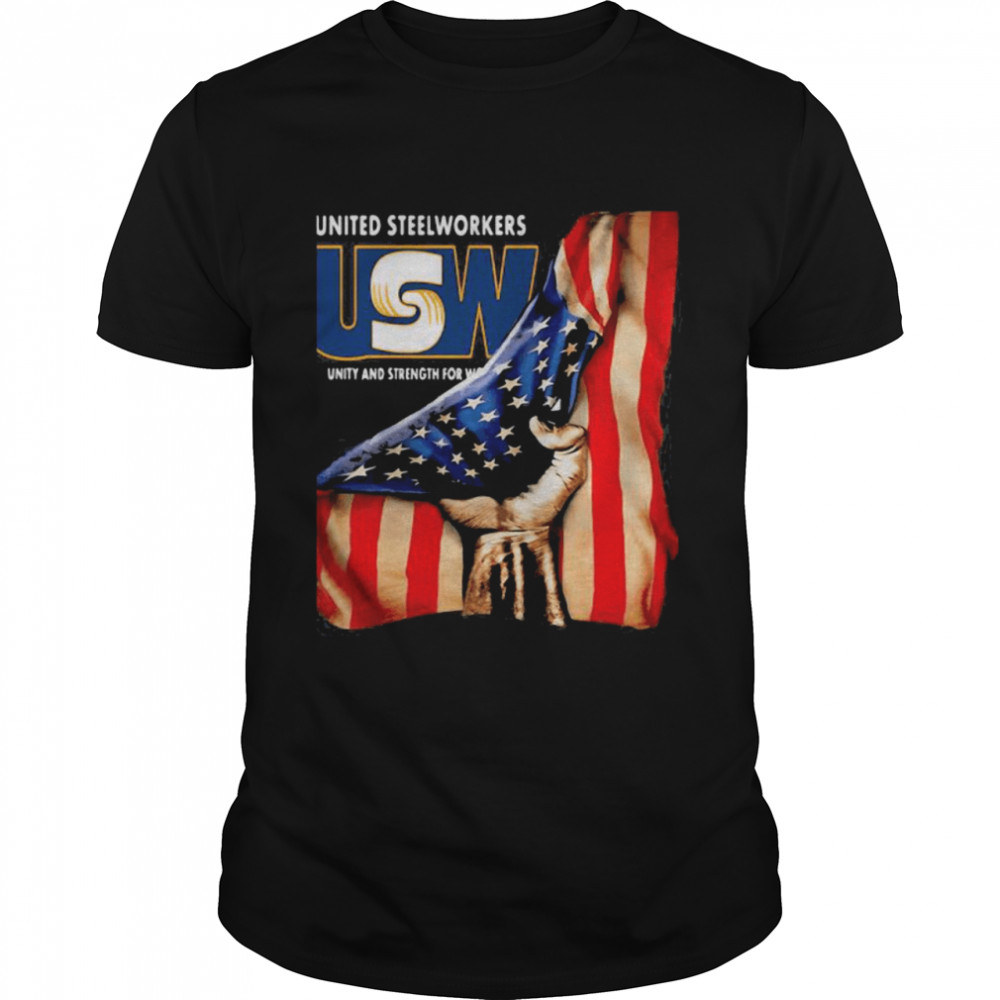 United Steelworkers Unity And Strength For Workers American Flag Classic Men's T-shirt