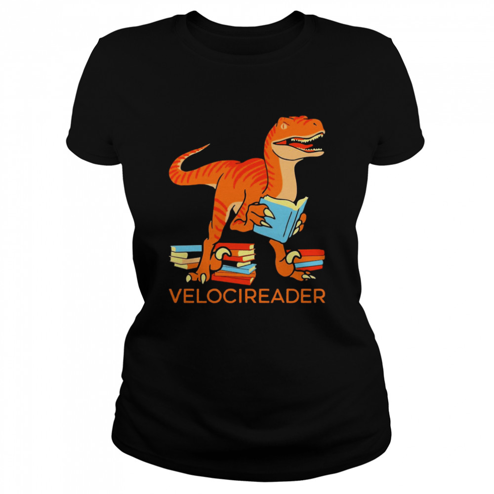 Velocireader Dinosaur Reading Books Classic Women's T-shirt