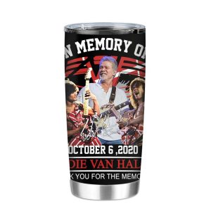 In memory of October 6 2020 Eddie Van Halen thank you for the memories signature Tumbler