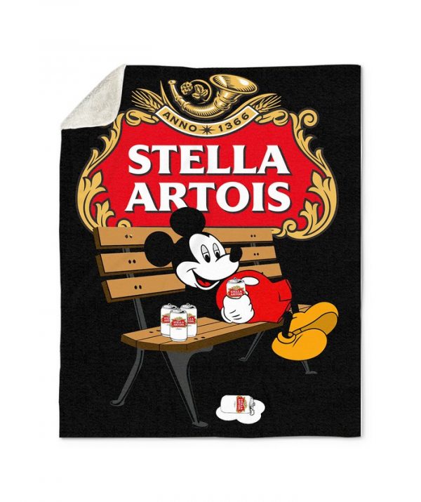 Mickey Mouse Drink Stella Artois Sherpa Fleece Blanket