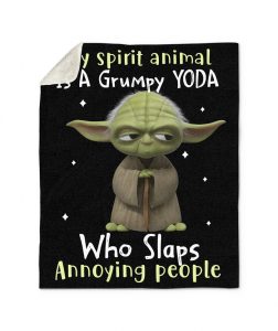 My Spirit Animal Is A Grumpy Yoda Who Slaps Annoying People Yoda Sherpa Fleece Blanket