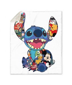 Stitch And Disney Characters Sherpa Fleece Blanket