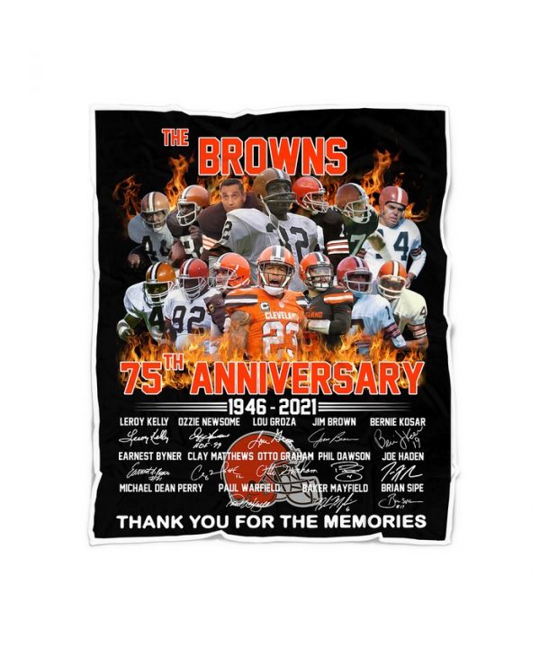 The Cleveland Browns 75th anniversary 1946 2021 thank you for the memories Fleece Blanket