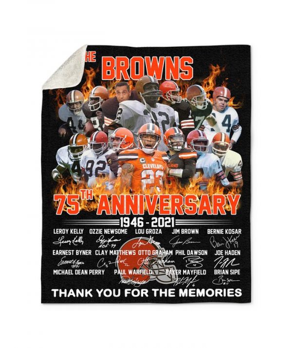 The Cleveland Browns 75th anniversary 1946 2021 thank you for the memories Sherpa Fleece Blanket