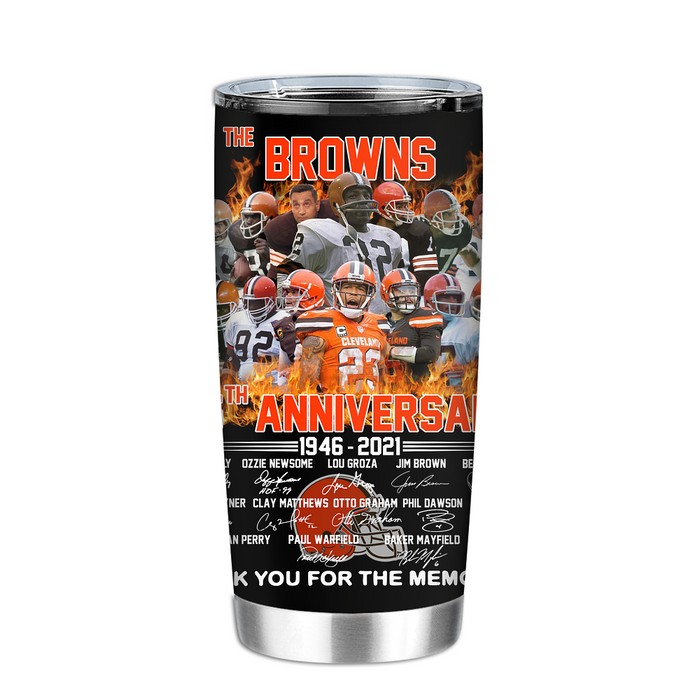 The Cleveland Browns 75th anniversary 1946 2021 thank you for the memories Tumbler