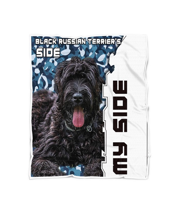 Black runssian terrier's side Quilt Fleece Blanket Bundle