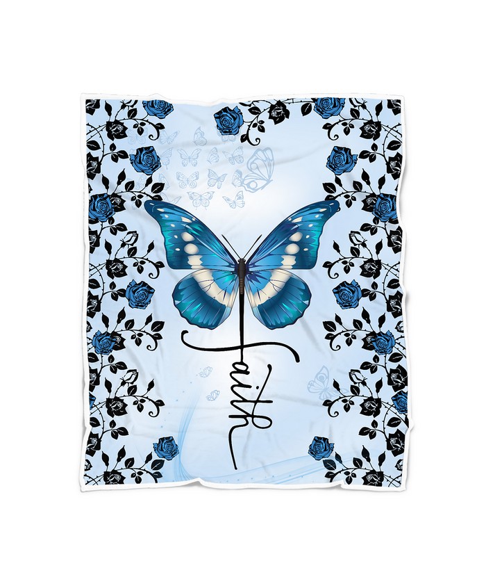 Blue Butterfly Quilt Fleece Blanket Bundle
