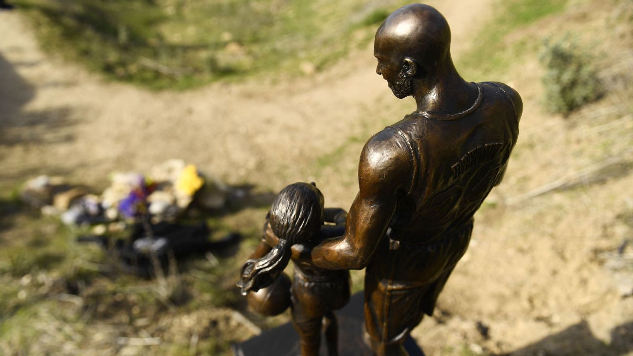 Statue of Kobe Bryant, daughter Gianna placed at crash site on 2-year anniversary of deaths