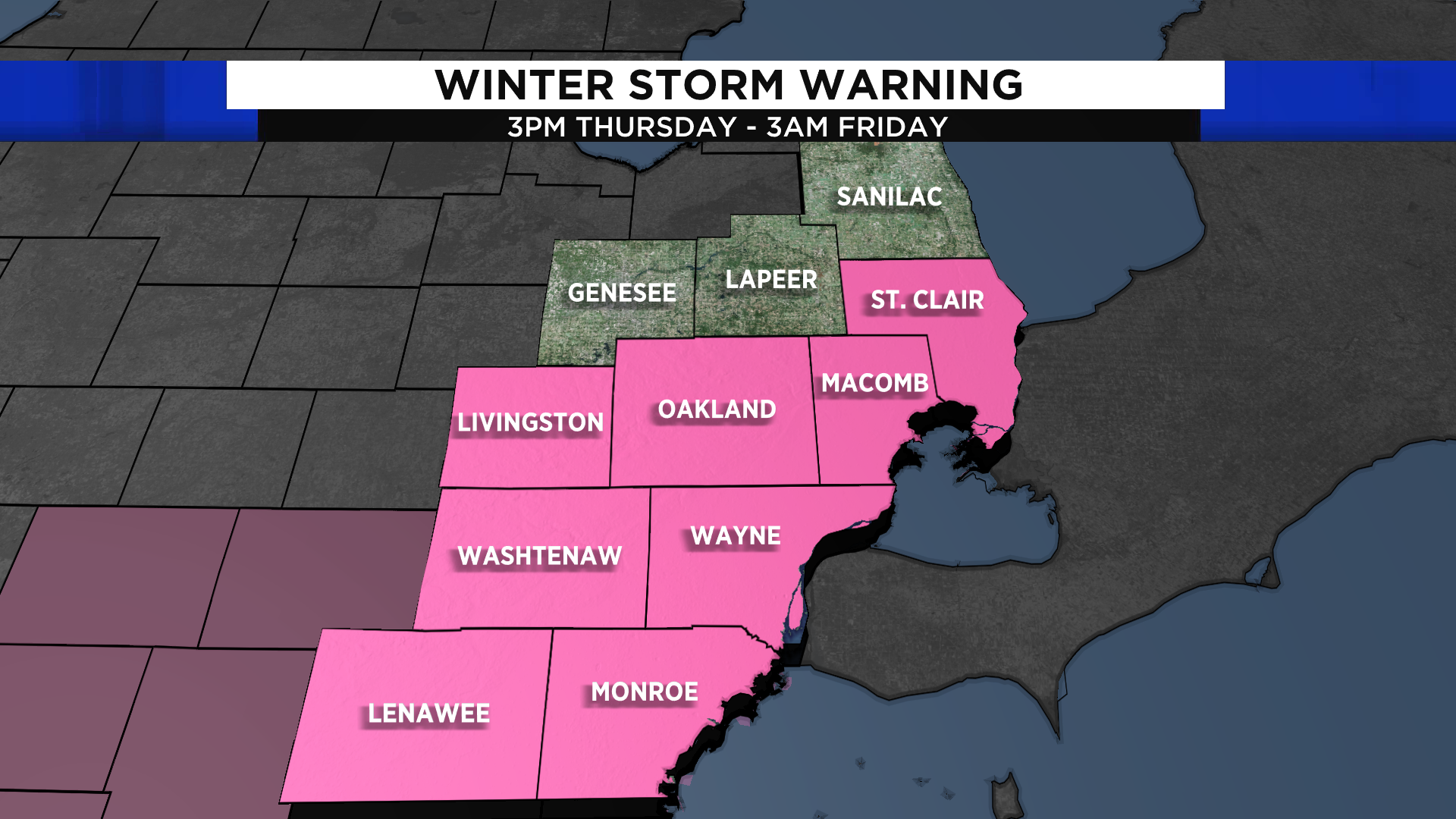 Upgrade to Winter Storm Warning for major southeast Michigan cities
