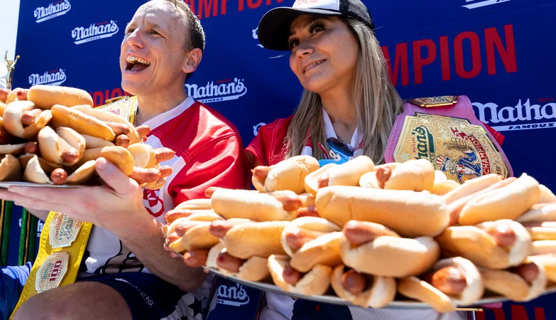 Joey Chestnut, Miki Sudo chow their way to victory in Nathan’s hot dog eating contest