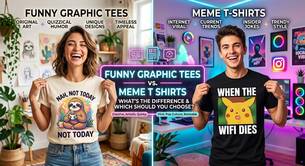 funny graphic tees vs meme t shirts comparison